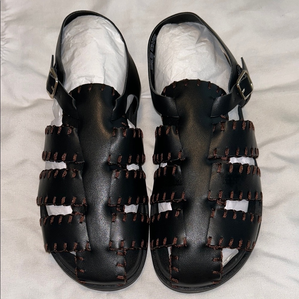 New B by Seychelles Black and Brown Woven Size 8 Sandals